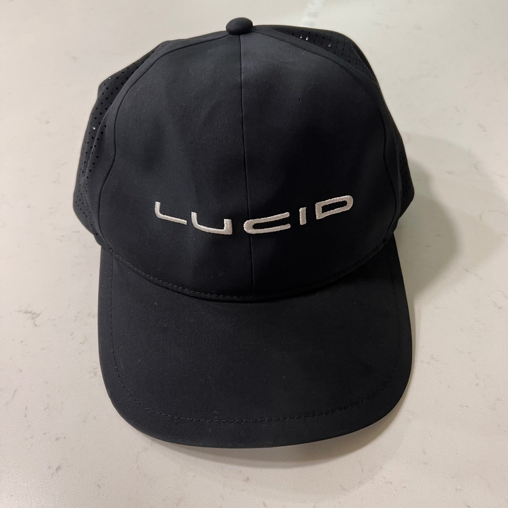Lucid Motors Black Performance Baseball Cap Adjustable Perforated Hat EV Logo
